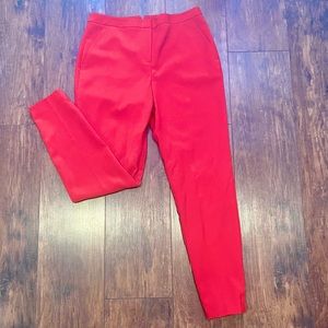 Red straight leg fitted slacks